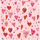 Coeur amusant avec visages et couleurs vives